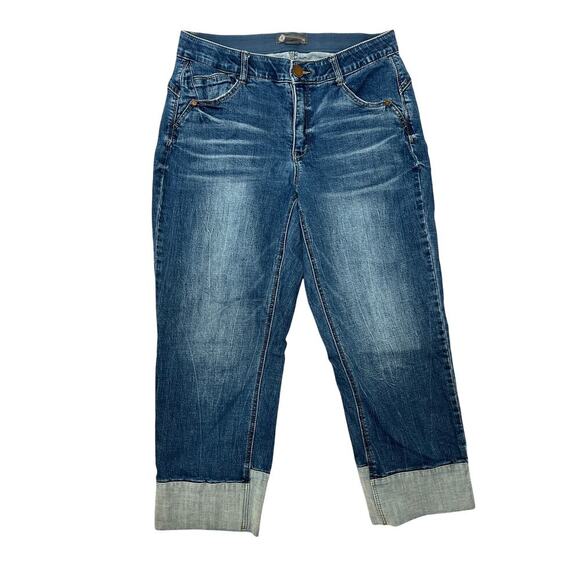 Democracy Reverse Cuff Boyfriend Jeans sz 14W "Ab"solution Crop Casual Slimming - Picture 2 of 10